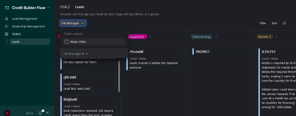 Credit Builder Flow Live CRM Pipeline Kanban System