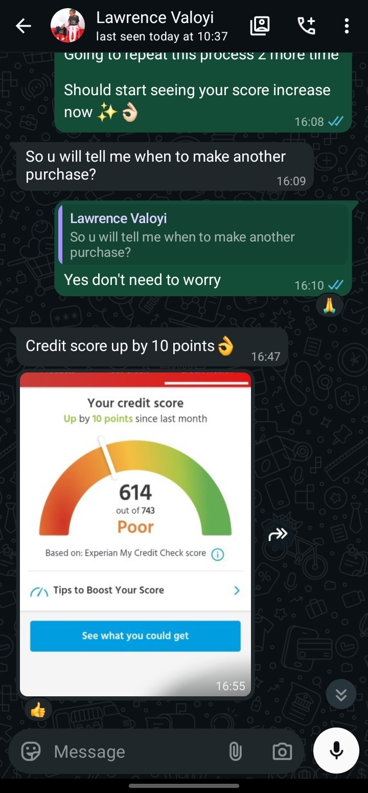 Experian Scorecard WhatsApp