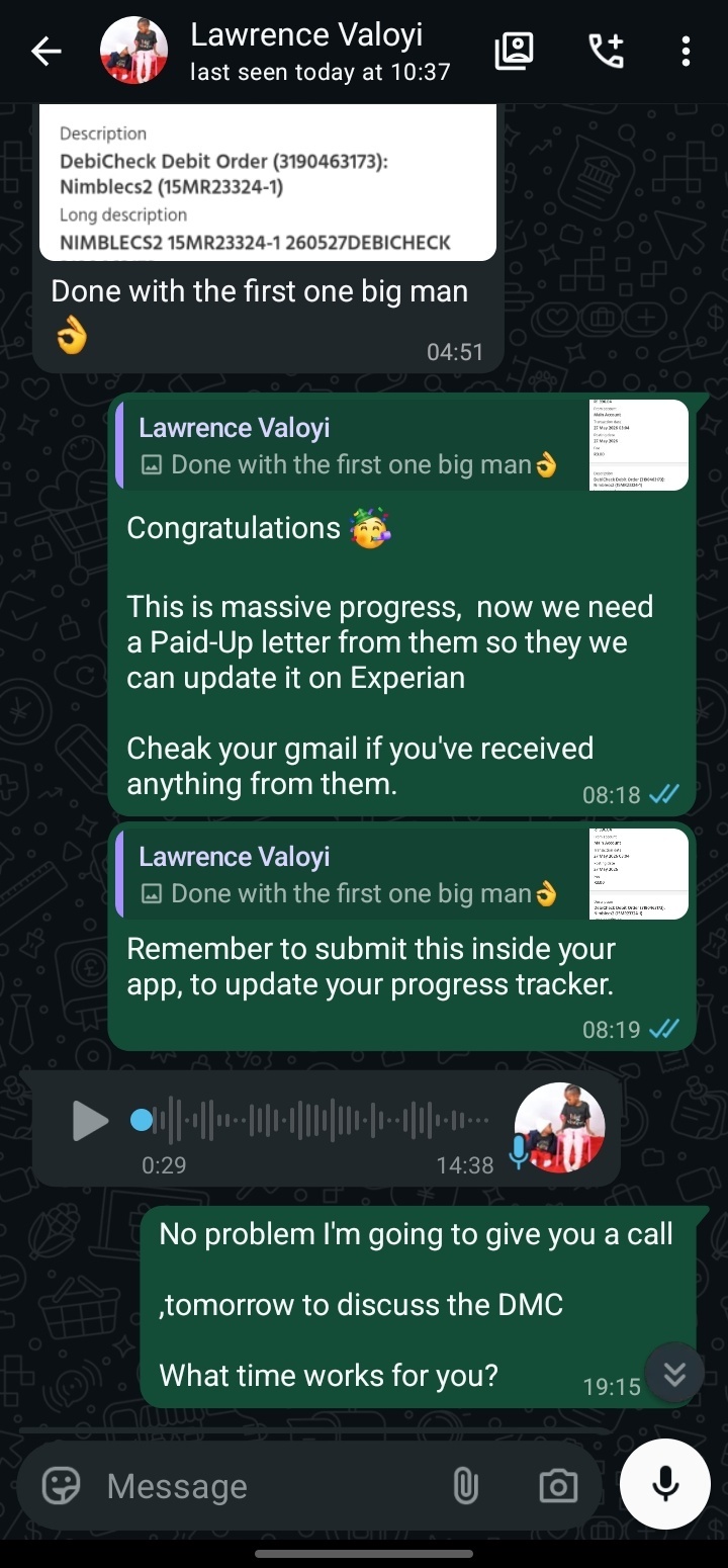 Nimble WhatsApp Confirmation